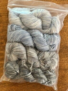 Source Unknown Light Blue Gray Hand-Dyed mini Yarn Skeins